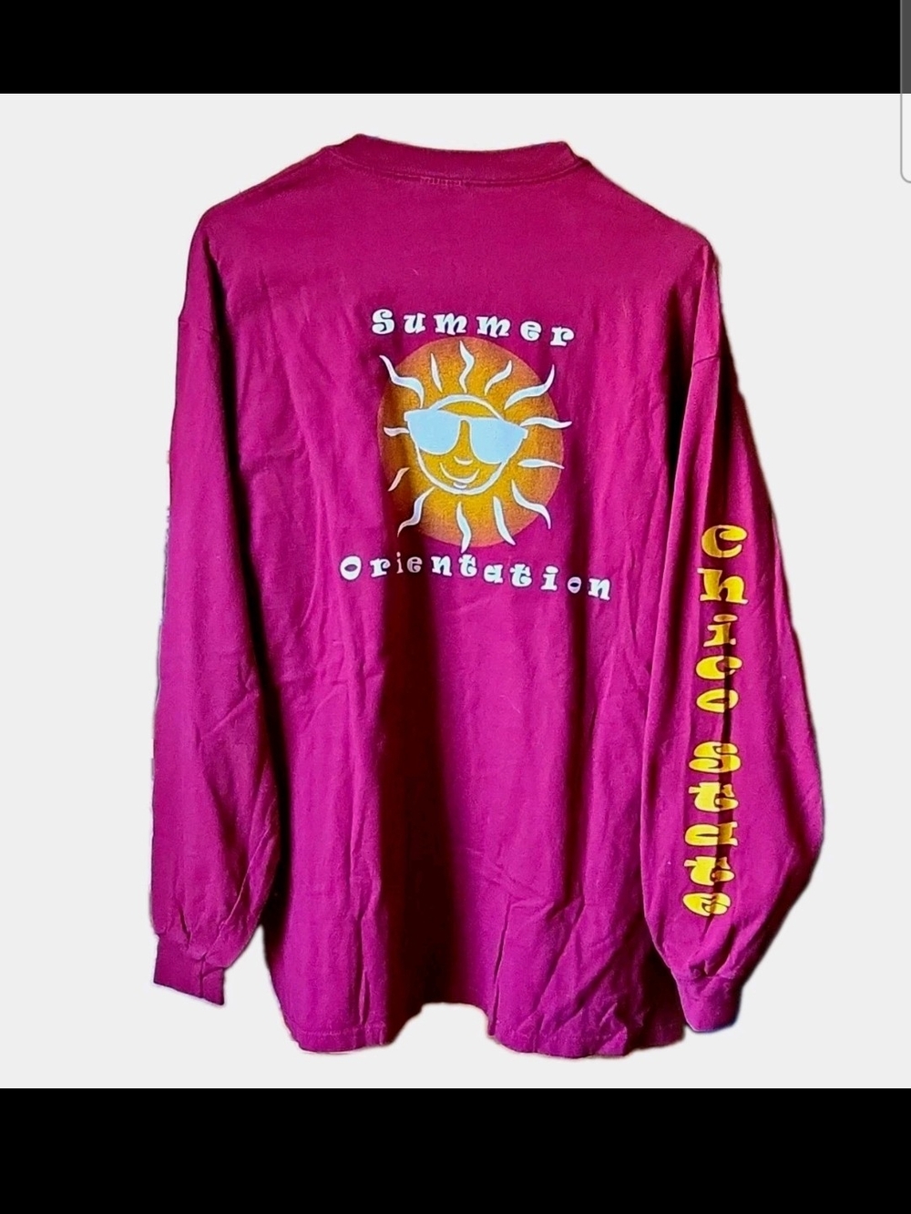 Hanes Beefy-T CSU Graphic Long Sleeve T-Shirt, Unisex Adult Sz L Cotton Dark Red